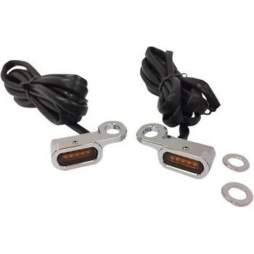 Drag Specialties Chrome Amber LED Handlebar Marker Lights for Hydraulic Clutch