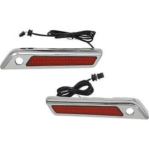 Custom Dynamics CD-SBL-DC4-RC Chrome / Red LED Saddlebag Latch Lights
