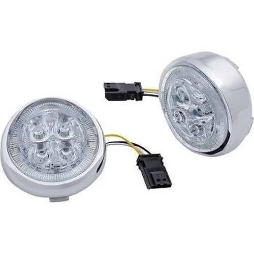 Ciro 45403 Chrome/Clear LED Lighted Fang Front Signal Light Inserts with Bezel