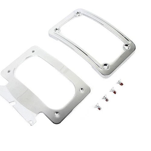 V-Twin 31-0020 Chrome Curved License Plate with Frame for Flhx 10-13