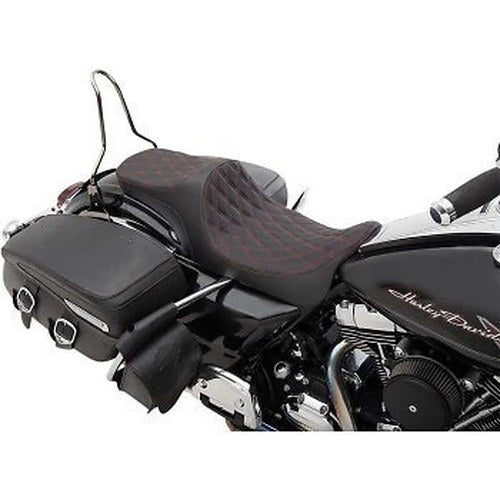 Drag Specialties 0801-1306 Predator Iii Red Diamond Stitch Seat - Touring 08-23