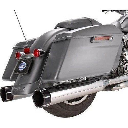 S&S 4.5" MK45 Performance Mufflers Chrome w/ Black Tracer End Caps M8 Touring