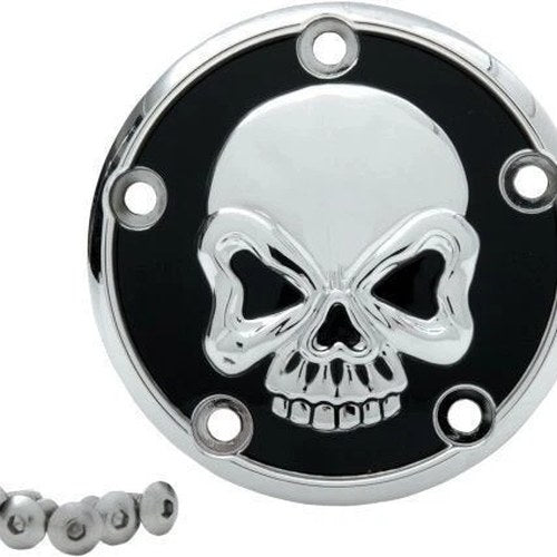 Drag Specialties 0940-1179 Chrome & Black Skull Timer Points Ignition Cover