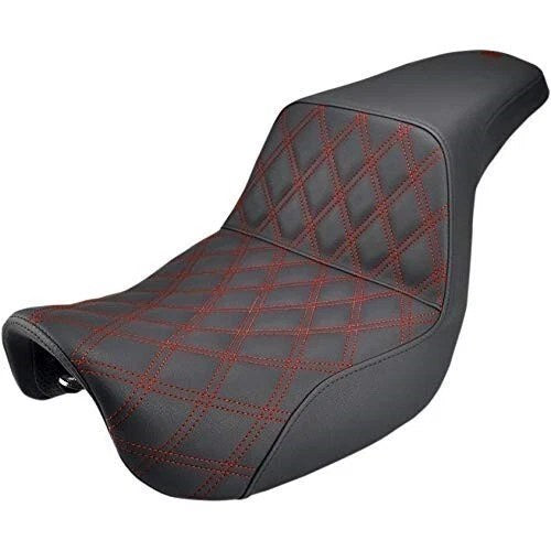 Saddlemen Gelcore Step-Up Red LS Lattice Stitch Seat for Harley Dyna 06-17