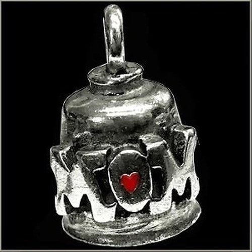 Pewter Motorcycle Gremlin Bell Mom Heart Made in Usa