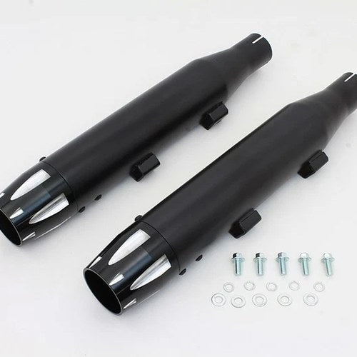 V-Twin 30-1616 Black Highlighted Revolver Tip Muffler Set