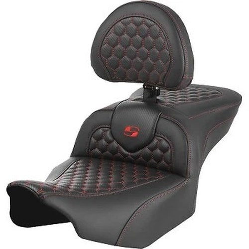 Saddlemen 823-07-189B4 Honeycomb Roadsofa Seat- Red Stitch - FLTR/FLHX '23-'24