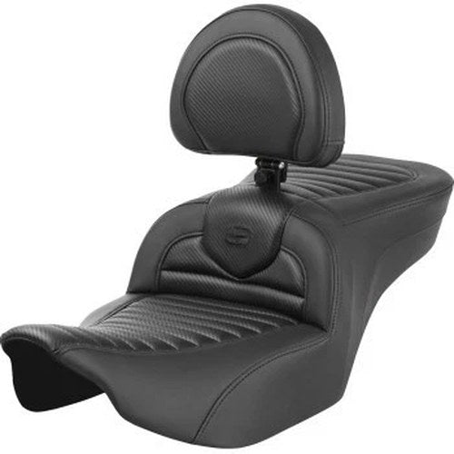 Saddlemen 823-07-204B0 RoadSofa Seat w/ Backrest Tuck N Roll Carbon Fiber
