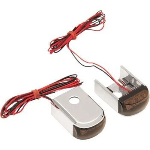 Alloy Art Chrome Red/Smoke LED Fender Strut Marker Lights for Fxd Dyna 91-05