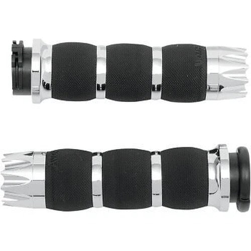 Avon Grips AIR-90-EX Chrome Excalibur Air Cushioned Grips for Harley Cable Op
