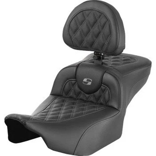 Saddlemen 823-07-184B2 RoadSofa Seat Extended Reach w Backrest Gray Stitch