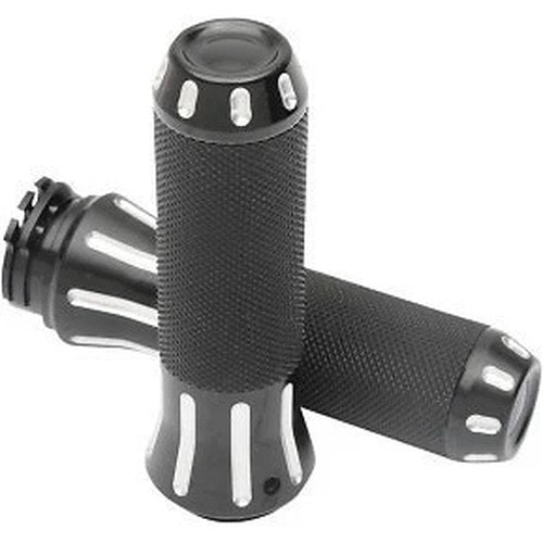 Drag Specialties 0630-1612 Black Custom Cut Hand Grips for Cable Op Throttle