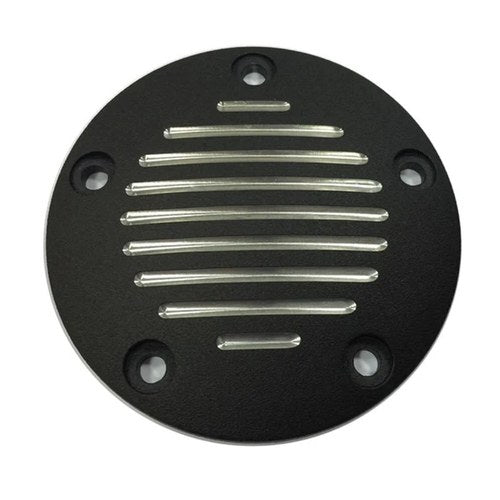 V-Twin 42-1145 Black Grooved Polished Timer Points Cover for Harley Twin Cam