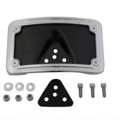 Chrome Curved License Plate Mount Laydown for Harley 3-Bolt Style