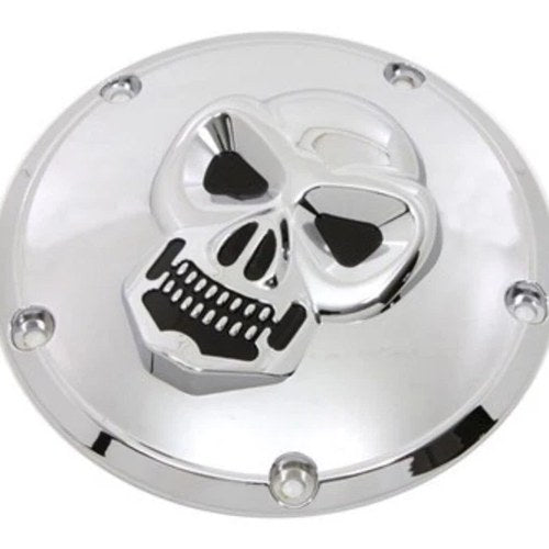 V-Twin 42-0092 Chrome & Black Skull Derby Cover for Harley Twin Cam 99-17