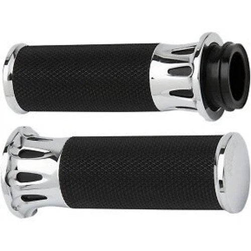 Arlen Ness 07-318 Fusion Chrome Deep Cut Hand Grips for Harley Tbw