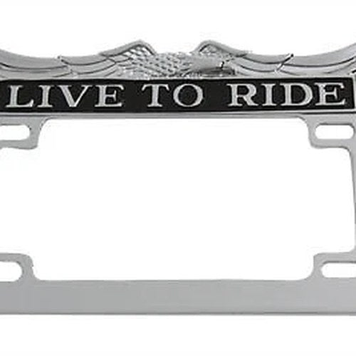 V-Twin 42-0062 Chrome "Live to Ride" 4" x 7" License Plate Frame for Motorcycles