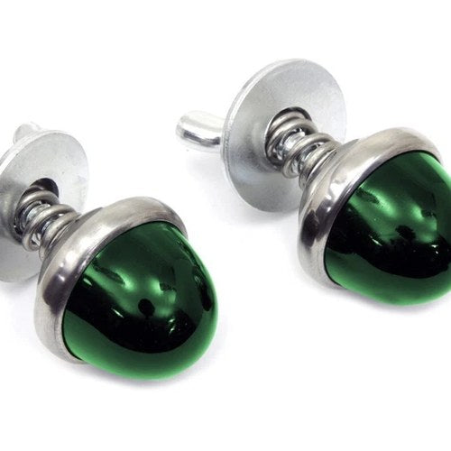 V-Twin 37-0935 License Plate Reflector Set Green Glass for Motorcycles