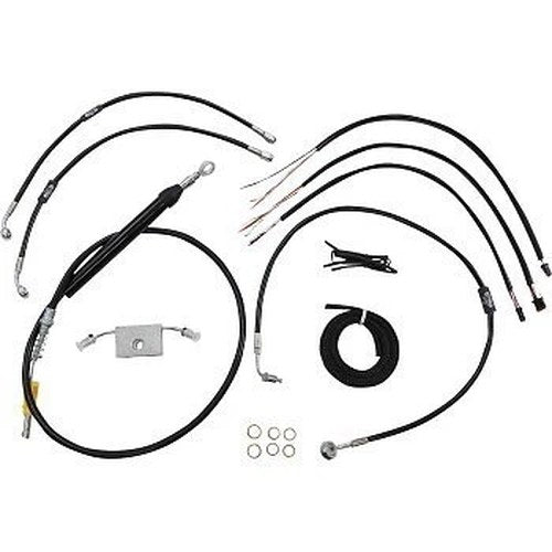 LA Choppers LA-8157KT2-13B Black Vinyl Braided Handlebar Cable/Brake Line Kit