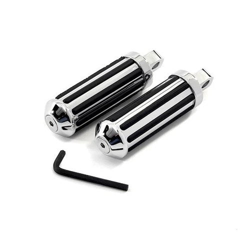 V-Twin 27-1631 Chrome Rail Driver Size Foot Pegs - Harley Male Mount