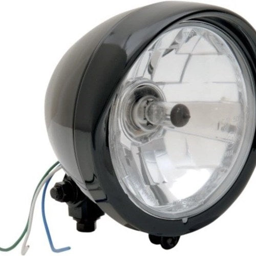 Drag Specialties 2001-0551 Black 5-3/4" Bottom Mount Headlight Diamond Style