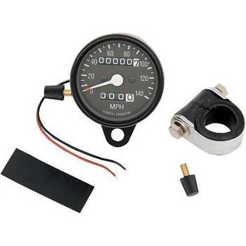 Drag Specialties 2210-0251 Black 2.4" Mini LED Mechanical 2:1 Speedometer