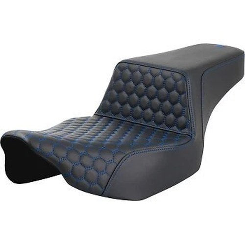 Saddlemen 823-07-17801 Honeycomb Step-Up Seat- Blue Stitch - FL '23-'24