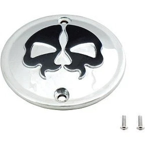 Drag Specialties 0940-1616 Split Skull Points Cover- Chrome - Black Skull