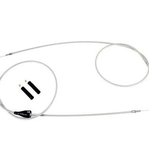 V-Twin 36-0880 Stainless Steel Throttle and Idle Cable Set Clear Coat +8"