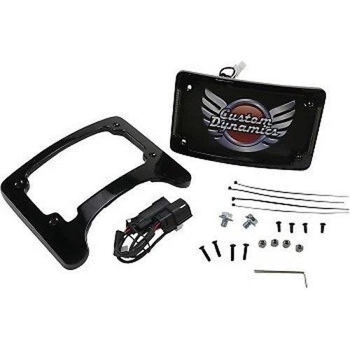 Custom Dynamics Black Turn Signal Eliminator w/ Tri Radius Illuminated Plate
