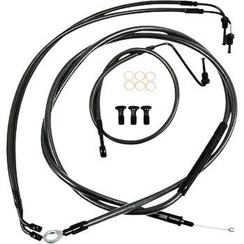 LA Choppers LA-8155KT-13M Black Midnight Braided Handlebar Cable/Brake Kit 12-14