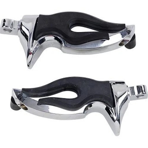 Kuryakyn 4416 Chrome Flamin' Flamed Foot Pegs with Harley Male Mount Adapter