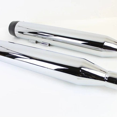 V-Twin 30-1653 32" Chrome Muffler Set with Black Tapered End Tips