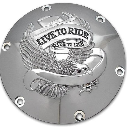 V-Twin 42-0728 Chrome Live to Ride Eagle Spirit Derby Cover for Sportster 04-22