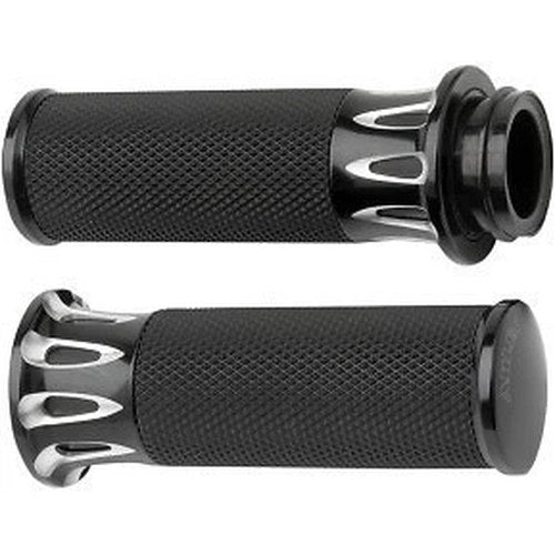 Arlen Ness 07-319 Black Fusion Deep Cut Hand Grips for Harley Electronic Tbw