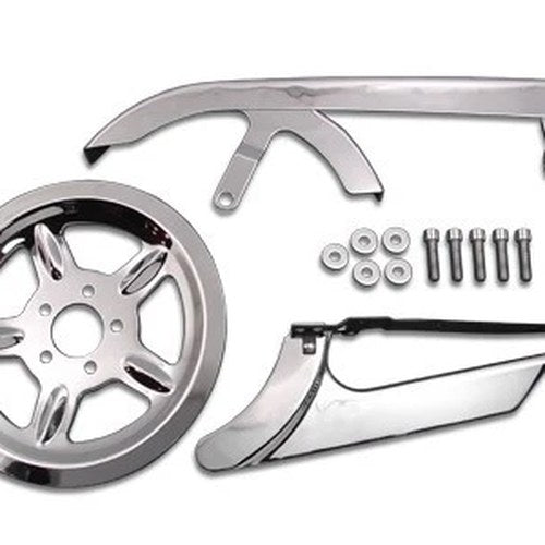 V-Twin 27-0619 Chrome Belt Guard Pulley Cover Kit for Sportster 04-13