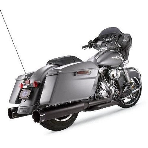 S&S 4.5" MK45 Performance Mufflers Black w/ Black Tracer End Caps for M8 Touring