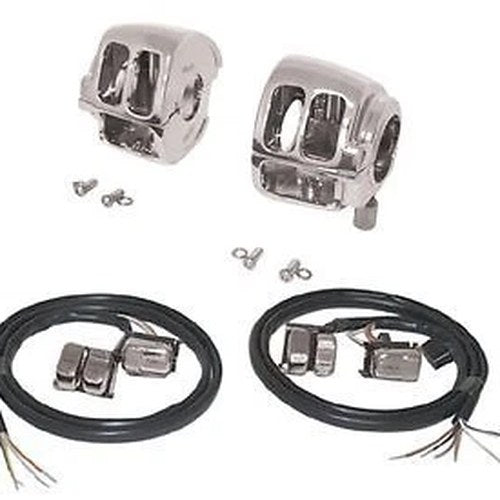 V-Factor 13337 Chrome Handlebar Switch Housing Kit with Switches - Harley 96-13