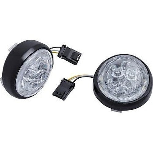 Black/Clear LED Lighted Front Signal Light Inserts with Bezel