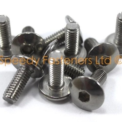Polished Stainless Steel Pan Head Fairing Bolts M6 x 16mm - 10 Pack