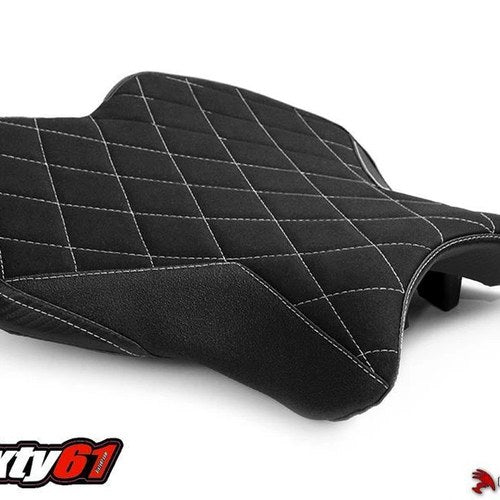Yamaha R6 Seat Cover 2017-2022 2023 2024 2025 Luimoto Black White Suede Tec-Grip