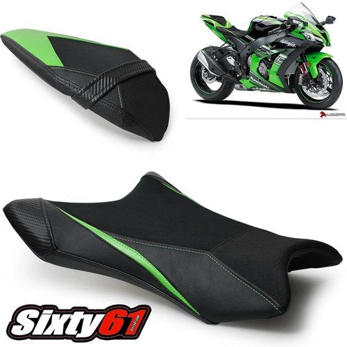 Kawasaki ZX10R Seat Covers 2016-2019 2020 Luimoto Front Rear Green ZX10R Sport