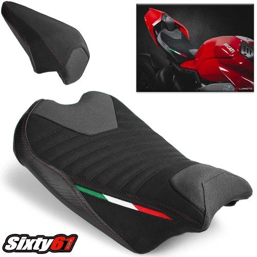 Ducati Panigale V4 Seat Covers 2018-2021 Corsa Luimoto Front Rear Black Suede