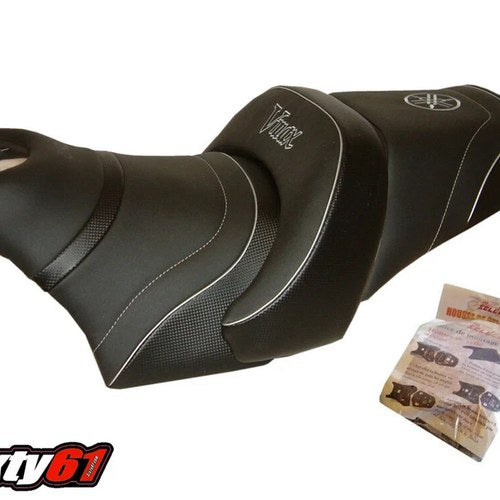 Yamaha V-Max VMax 1200 Seat Cover 1986-2005 2006 Logo Top Sellerie Black Silver