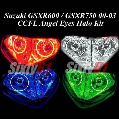 Suzuki Gsxr 750 Halo Headlight 2000-2003 Ccfl Angel Eye Demon Dual Light Rings