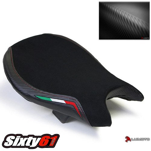 Ducati Streetfighter Seat Cover 2009-2015 Luimoto Black Red Stitch Suede Carbon