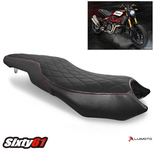 Indian Ftr 1200 Seat Cover 2019-2022 2023 2024 Luimoto Red Stitch Black Suede