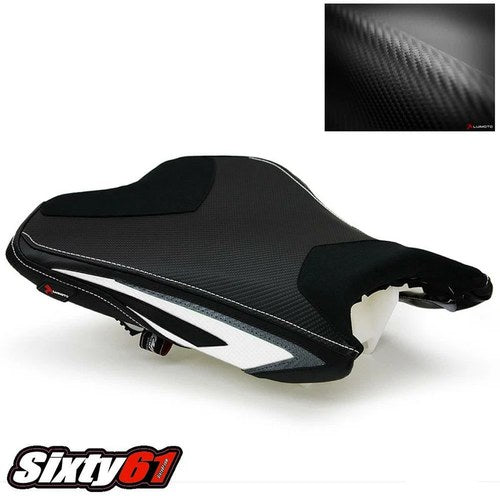 ZX6R Seat Cover 2013-2016 2017 2018 Luimoto Kawasaki Front Black White Suede