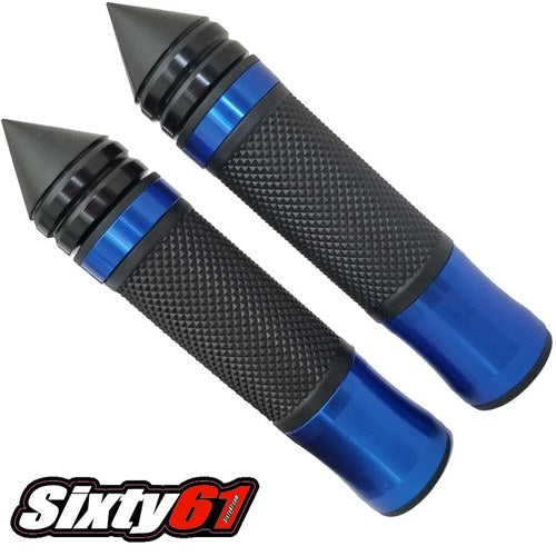 Suzuki Gsxr 600 750 Black Blue Hand Grips Comfort Gel Spiked Bar Ends 7/8