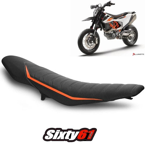 KTM 690 Enduro R Seat Cover 2019-2023 2024 Luimoto Black Orange Tec-Grip Suede